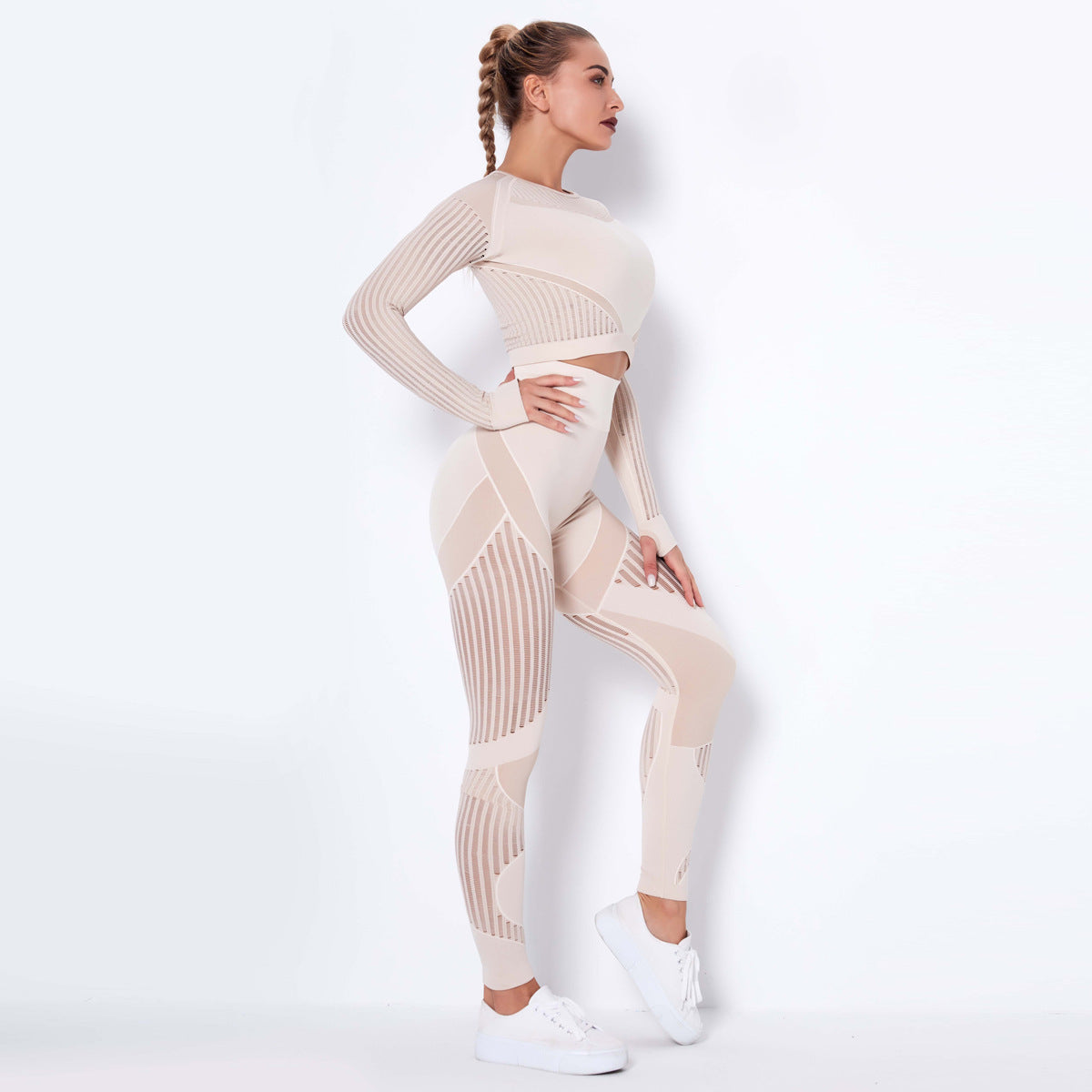 Dames Naadloze Yoga Set met Lange Mouwen | Dominique