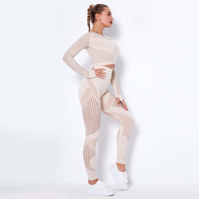 Dames Naadloze Yoga Set met Lange Mouwen | Dominique