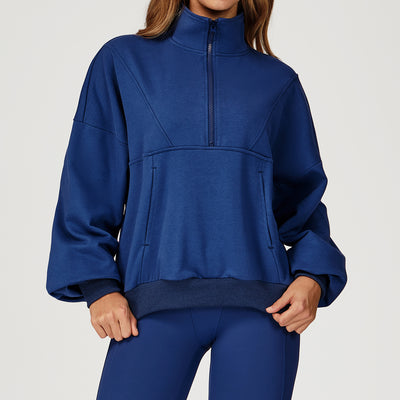 Dames Sportieve Comfortabele Sweatshirt met Halve Rits | Serelis