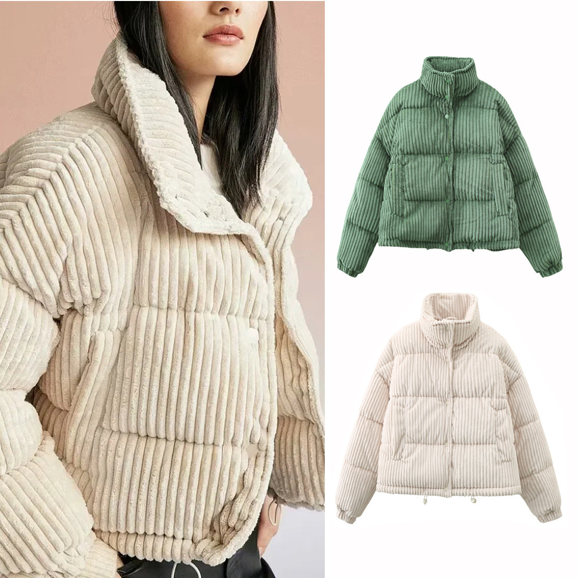 Dames Corduroy Puffer Jas | Belouise