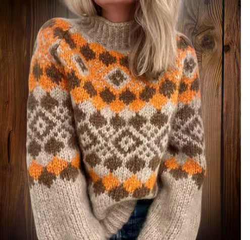 Dames Warme Trendy Coltrui met Noors Motief | Radna