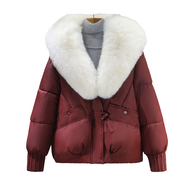 Dames Luxe Koreaanse Style Winterjas met Grote Imitatiebontkraag | Bousson