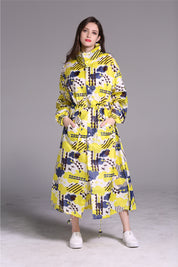 Dames Lichtgewicht Modieuze Lange Regenjas met Trendy Print | Bashanti