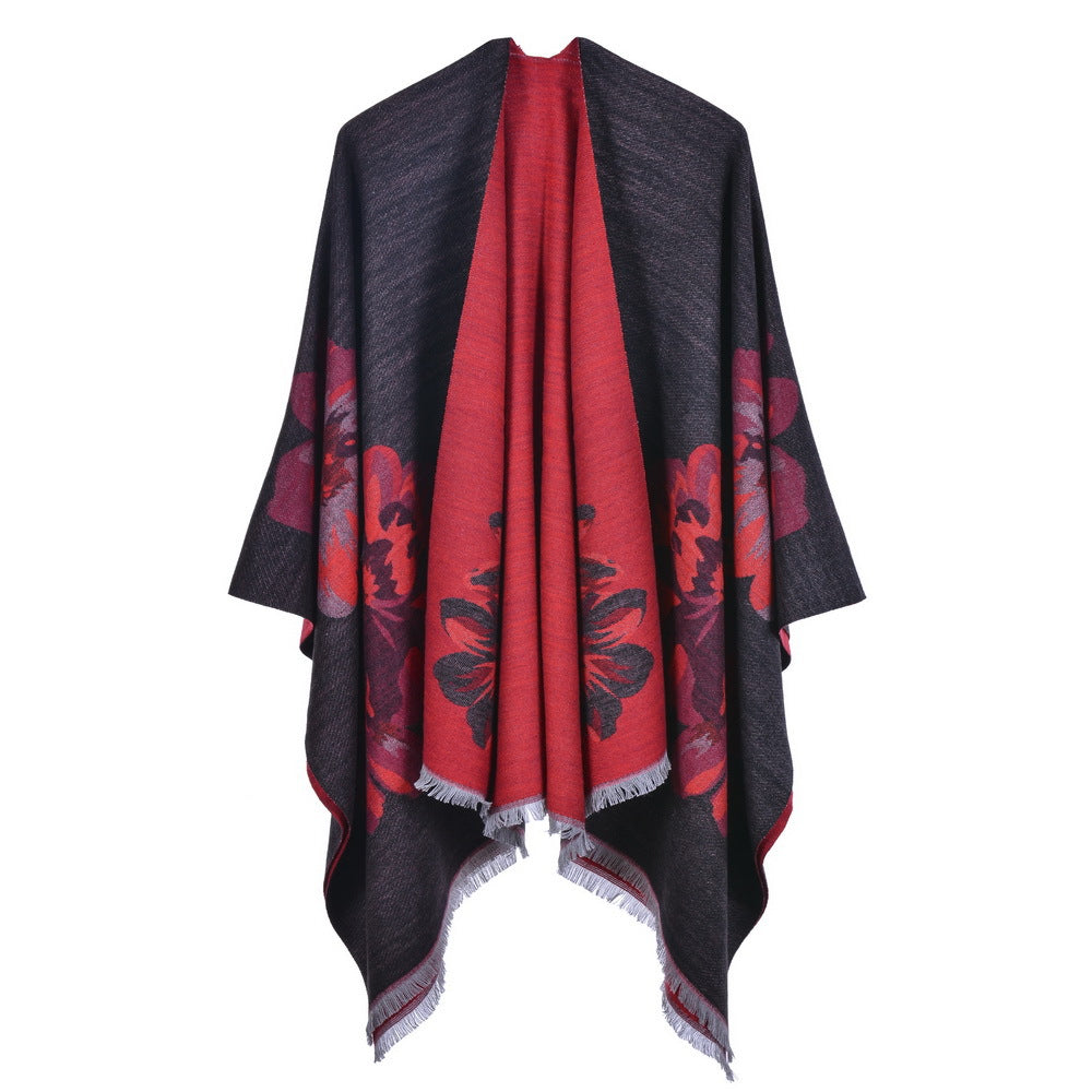 Dames Elegante Cape Sjaal met Bloemen Print | Lesley