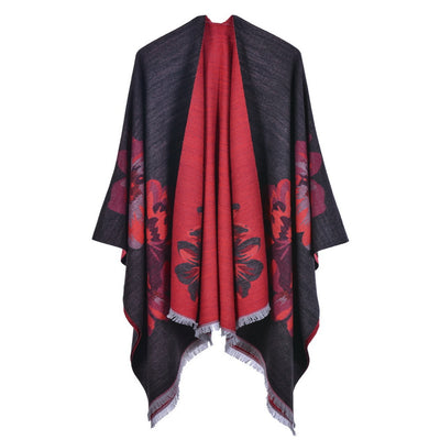Dames Elegante Cape Sjaal met Bloemen Print | Lesley