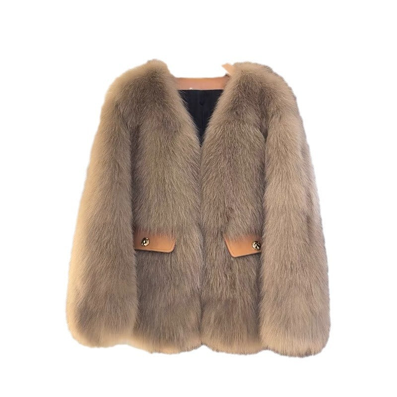 Dames Elegante Trendy Luxe Faux Fur Jas met Zakken | Betania