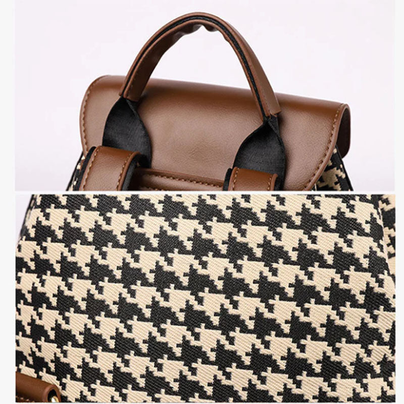 Dames Trendy Veelzijdige Rugzak met Houndstooth Patroon | Lupa
