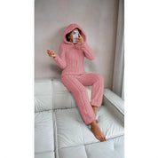 Dames Warme Zachte Fleece Onesie met Capuchon en Kabel Patroon | Faye