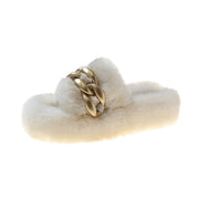 Dames Luxe Trendy Faux Fur Slippers met Ketting Detail | Eshara