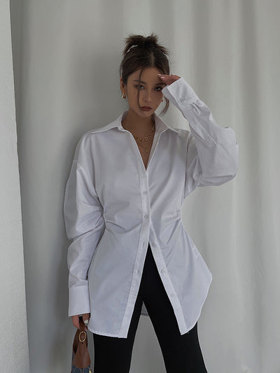 Dames Moderne Getailleerde katoenen blouse met kraag | Hazel