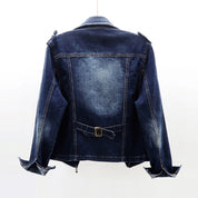 Dames Stijlvolle Slim Fit Denim Jas met Biker Details | Byla