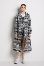 Dames Lichtgewicht Modieuze Lange Regenjas met Trendy Print | Bashanti