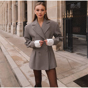 Dames Stijlvolle Geruite Blazer met Plooien | Briony