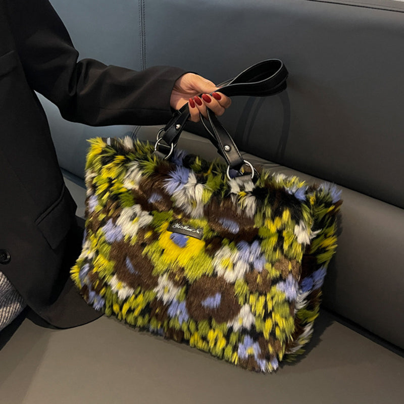 Dames Trendy Bloemen Schoudertas van Zachte Pluche | Larry