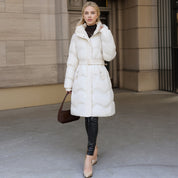 Dames Stijlvolle Veelzijdige Mid-Lengte Gewatteerde Winterjas met Capuchon | Balsent