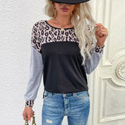 Dames Veelzijdige Casual Lange Mouwen Top met Tijger Print en Kleuren Blok | Taylor