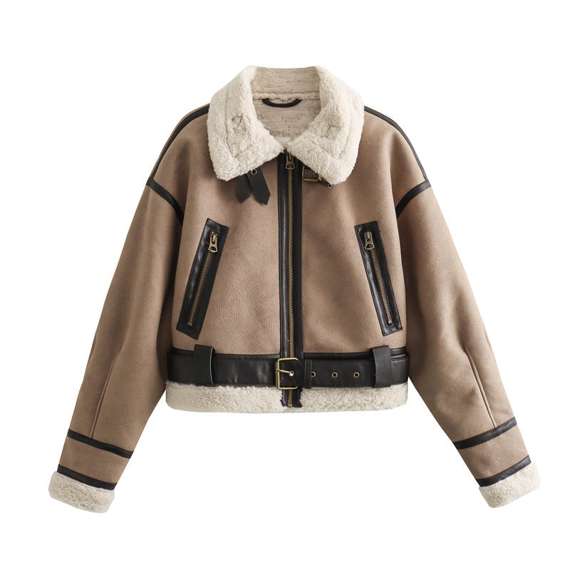 Dames Trendy Vintage Look Pilot Jas met Teddy Voering | Brintha