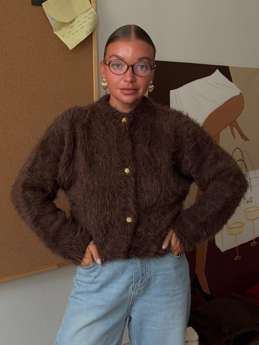 Dames Elegante Zacht Teddy Harig Vest met Knopen | Rinske