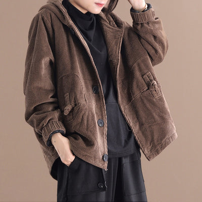 Dames Corduroy Jas met Capuchon | Blythe