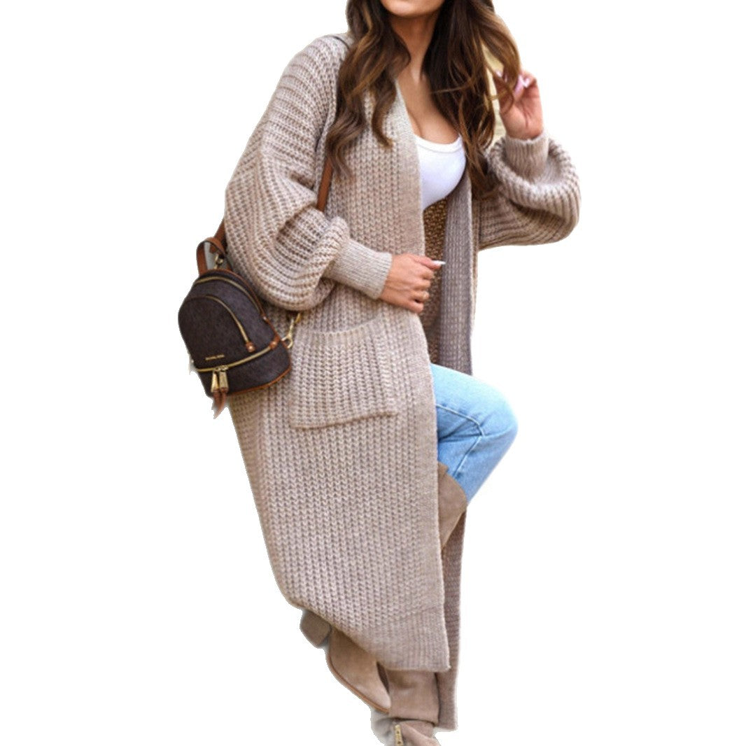 Dames Trendy Stijlvolle Lange Gebreide Vest met Zakken | Roise