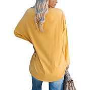 Dames Casual Oversized T-shirt met V-hals en Lange Mouwen | Toba