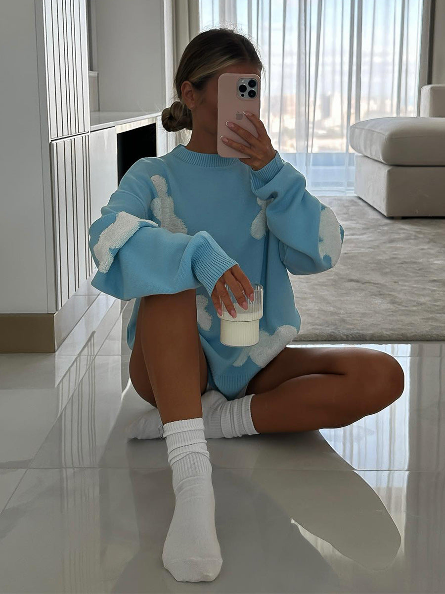 Dames Elegante Stijlvolle Ruimvallende Gebreide Trui met Harten Jacquard | Ralissa