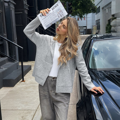 Dames Elegante Basic Vest met Capuchon en Rits | Sabine