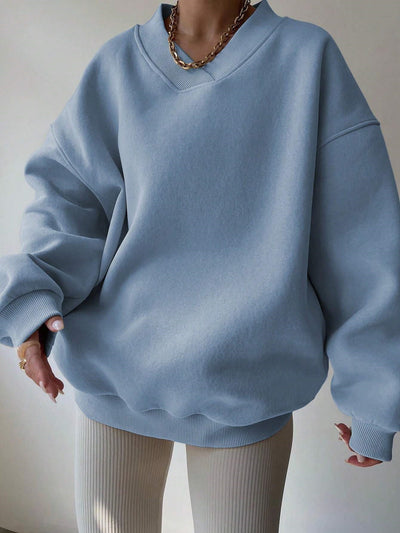 Dames Minimalistische V-Neck Crewneck Sweater | Saffron