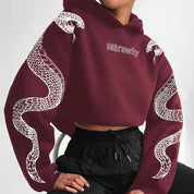 Dames Trendy Casual Korte Hoodie met Slangen Print | Serelina