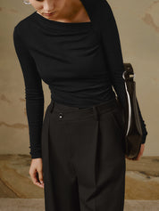 Dames Asymmetrische Top met Lange Mouwen – Elegante Shirt Top | Thyana
