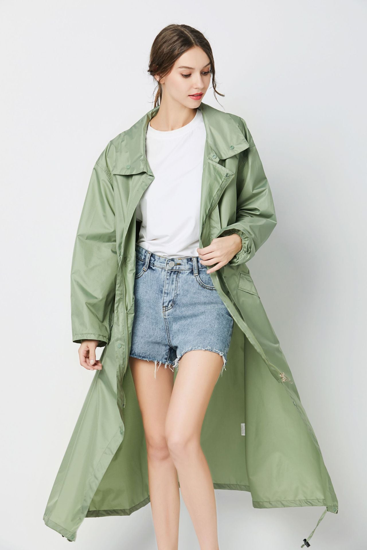 Dames Basic Veelzijdige Lange Lichtgewicht Regenjas | Bandalora