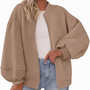 Dames Tijdloze Sportieve Oversized Bomber Jack met Rits | Boraisa