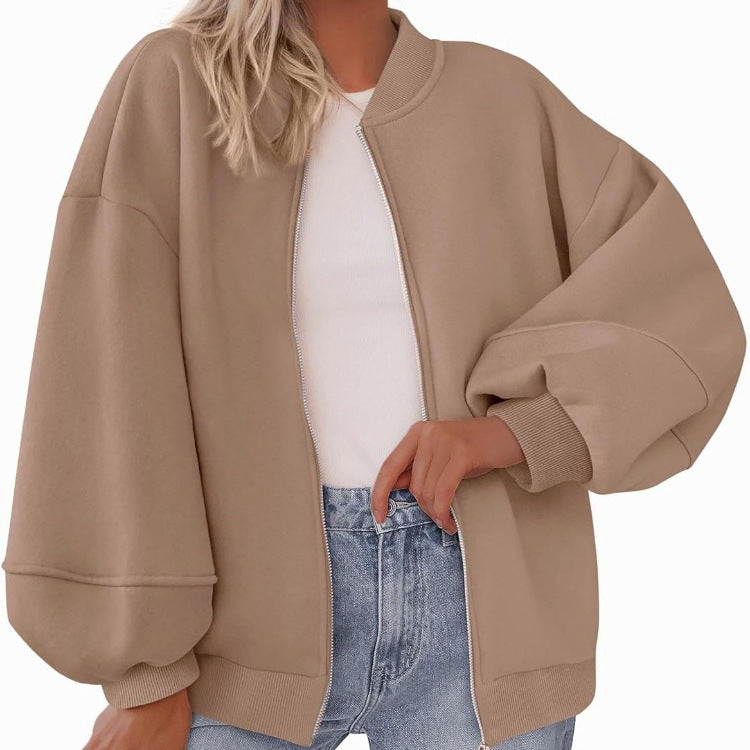 Dames Tijdloze Sportieve Oversized Bomber Jack met Rits | Boraisa