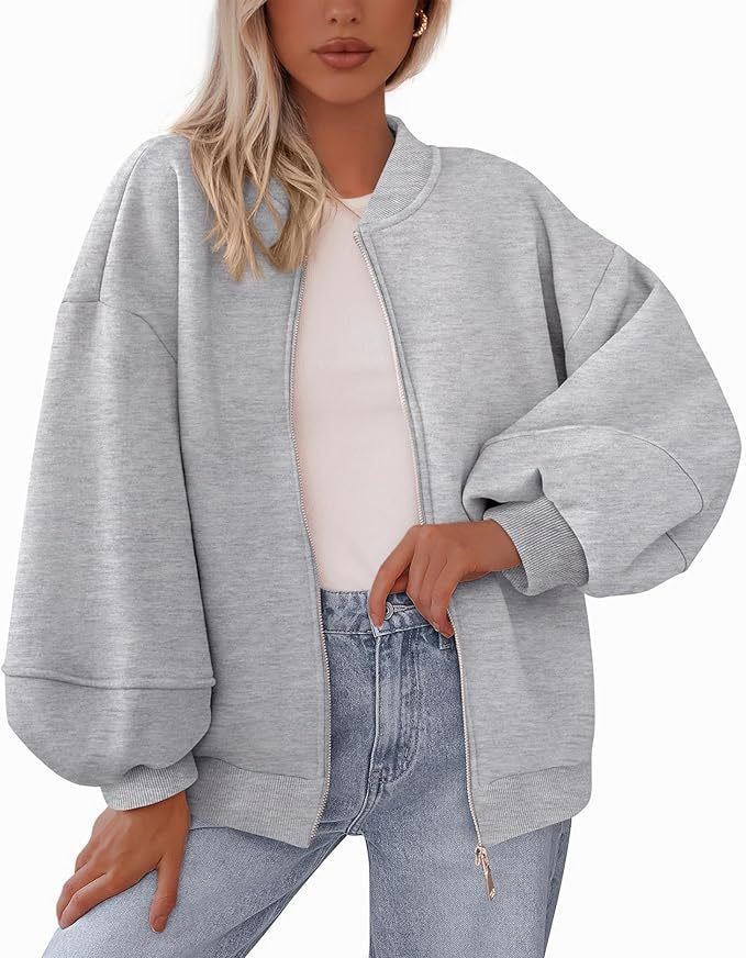 Dames Tijdloze Sportieve Oversized Bomber Jack met Rits | Boraisa