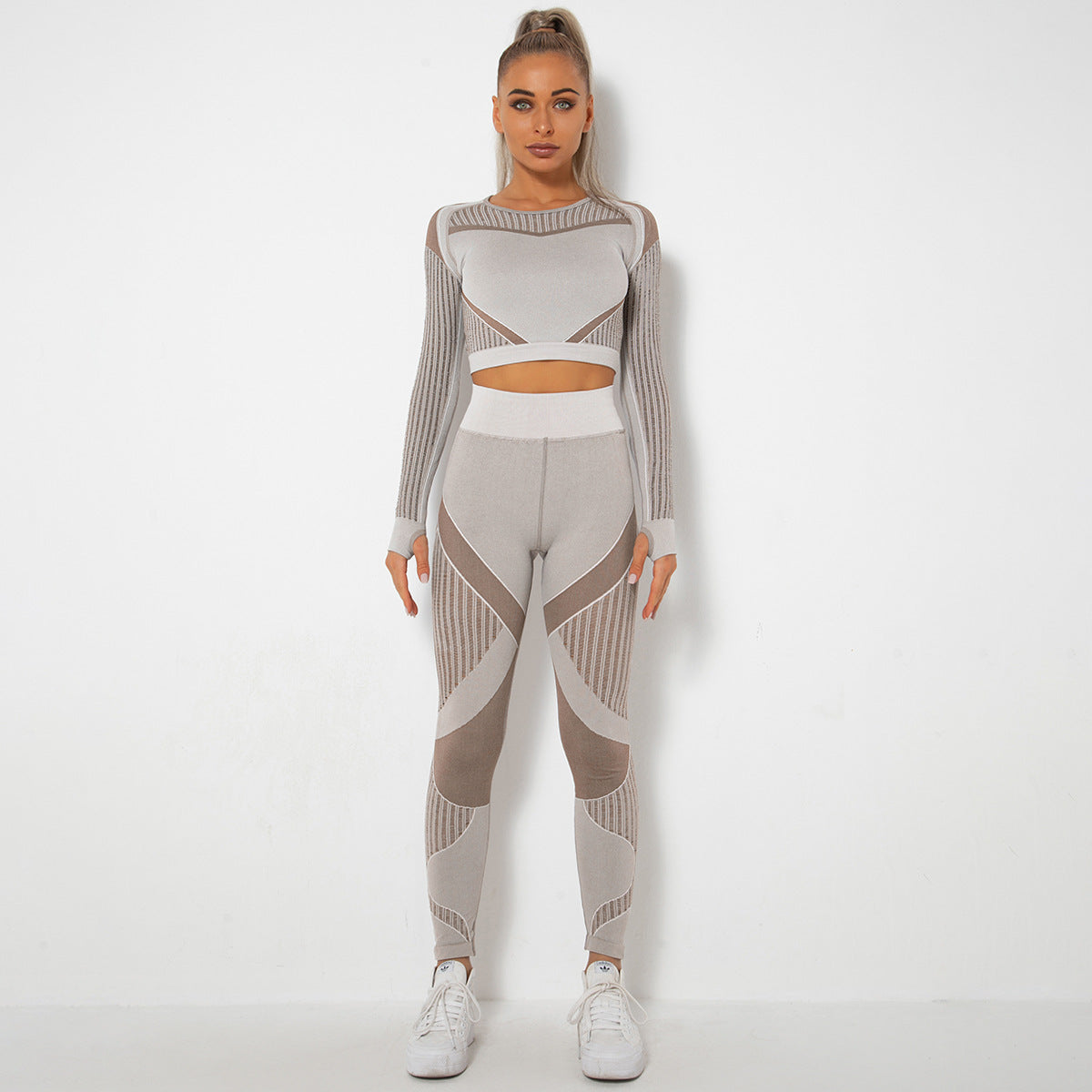 Dames Naadloze Yoga Set met Lange Mouwen | Dominique