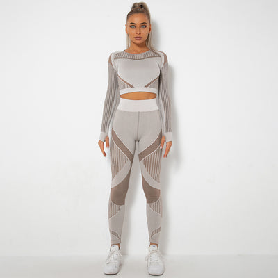Dames Naadloze Yoga Set met Lange Mouwen | Dominique
