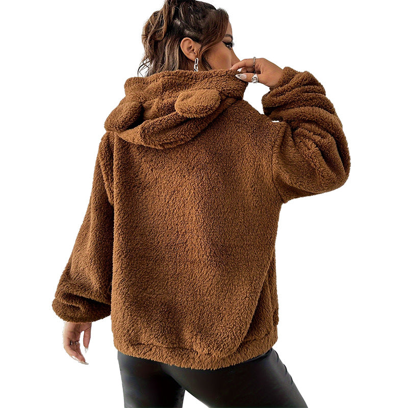 Dames Trendy Stijlvolle Zachte Teddy Hoodie | Shakina