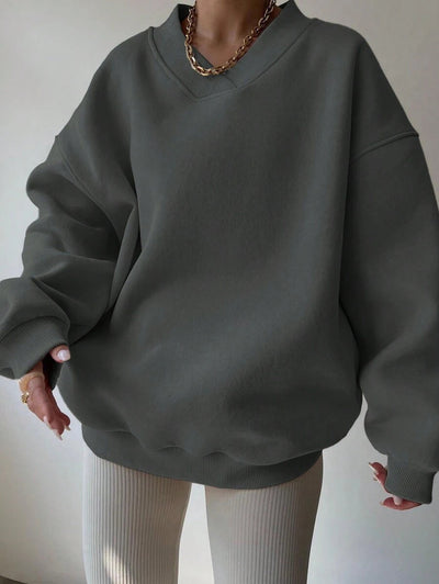 Dames Minimalistische V-Neck Crewneck Sweater | Saffron