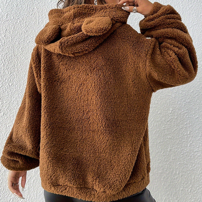 Dames Trendy Stijlvolle Zachte Teddy Hoodie | Shakina