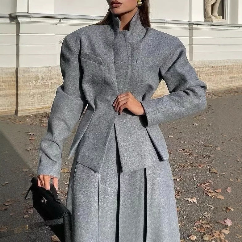 Dames Modieuze Elegante Set met Geplooide Rok en Blazer | Demi