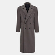 Dames Elegante Trendy Lange Wollen Look Jas met Reverskraag en Double Breasted Knoop Sluiting | Bathea