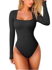 Dames Slimfit Trendy Geribde Dames Body met Vierkante Halslijn | Tayda