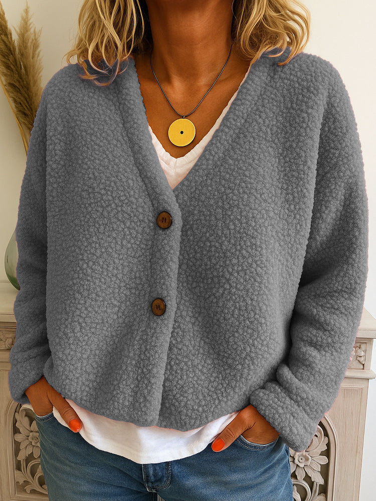 Dames Elegante Warme fleece Vest met V-hals en Knopen | Razina