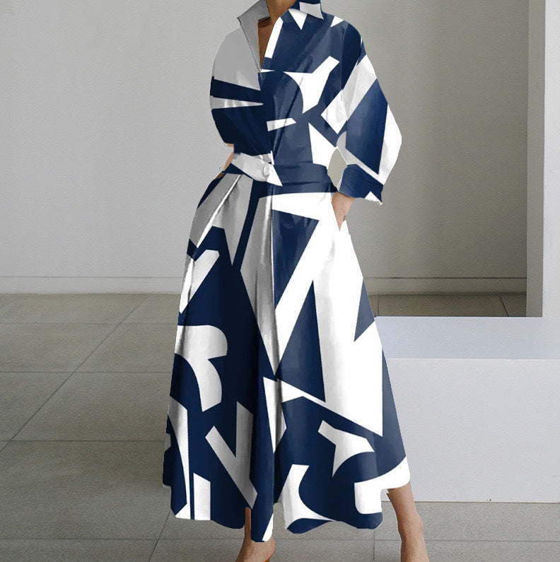 Dames Elegante Jurk met Overhemdkraag | Nadira