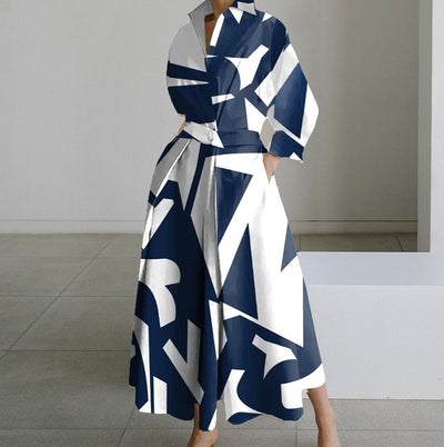 Dames Elegante Jurk met Overhemdkraag | Nadira
