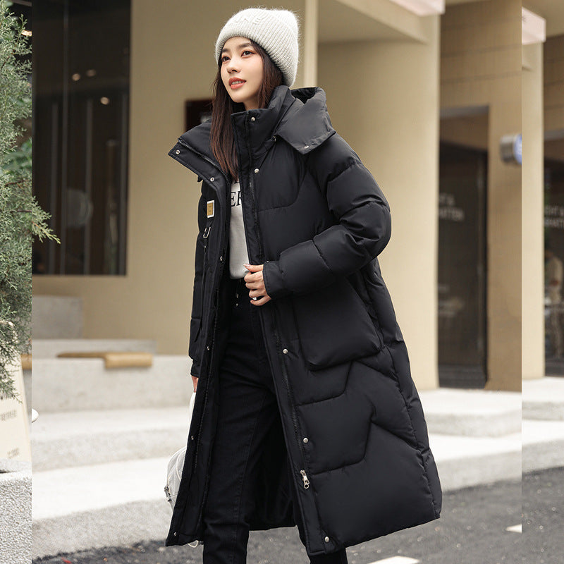 Dames Koreaanse Style Trendy Essential Lange Gewatteerde Puffer Winter Jas | Baloa