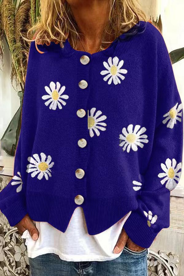 Dames Gebreid Vest met Bloemen | Roos