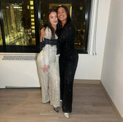 Dames Modieuze Pailletten Tweedelige Set met Blouse en Wijde Broek | Daylily