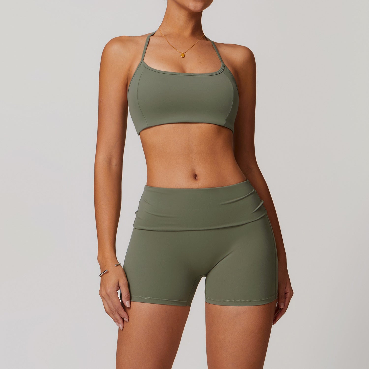 Dames Tweedelige Sneldrogend Naadloze Sportieve Yoga Set met Short en Top | Damila