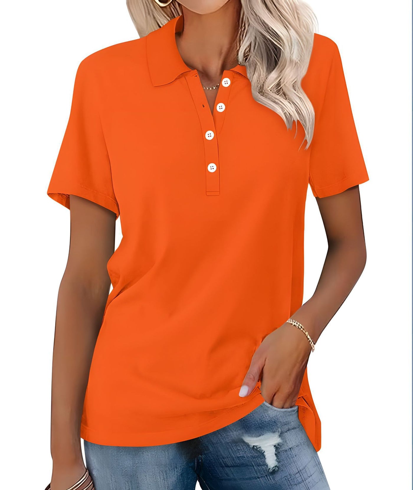 Dames Basic Veelzijdige Alledaagse Polo Top met Korte Mouwen | Tascha